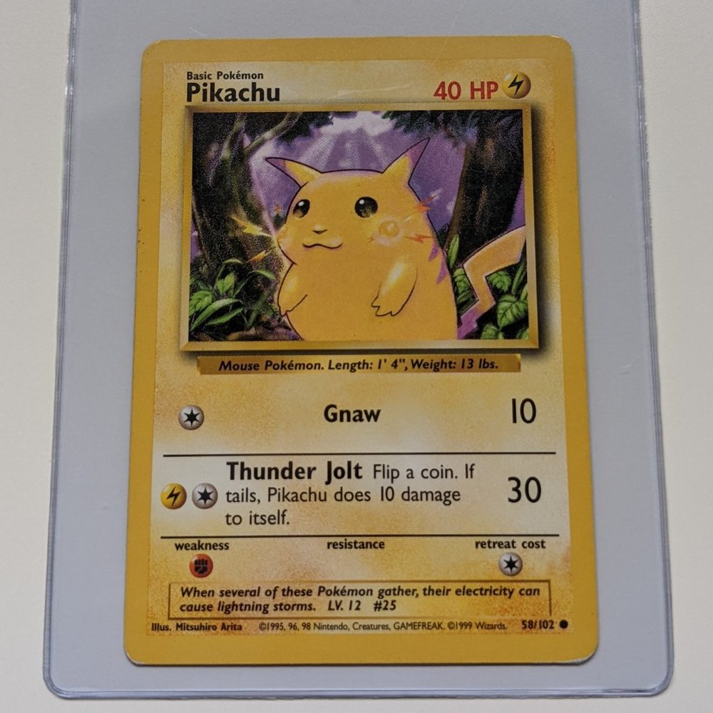 Pikachu Non-Holo 58/102 Base Set Unlimited Pokemon Card WOTC